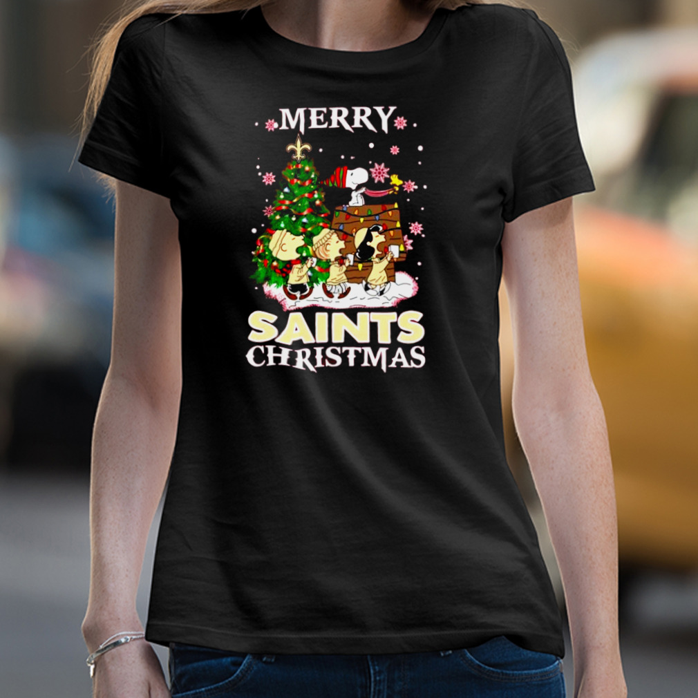 Snoopy And Friends Merry New Orleans Saints Christmas Shirt