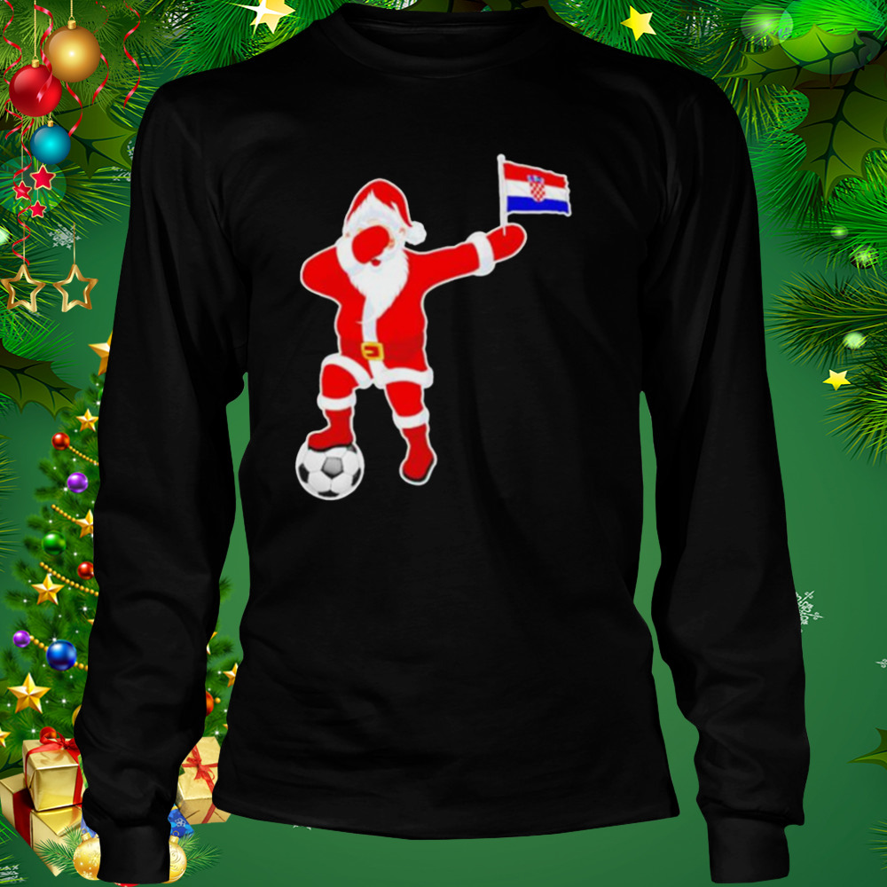 Best croatia soccer dabbing Santa Christmas Croatian flag shirt 3 Longsleeve tshirt