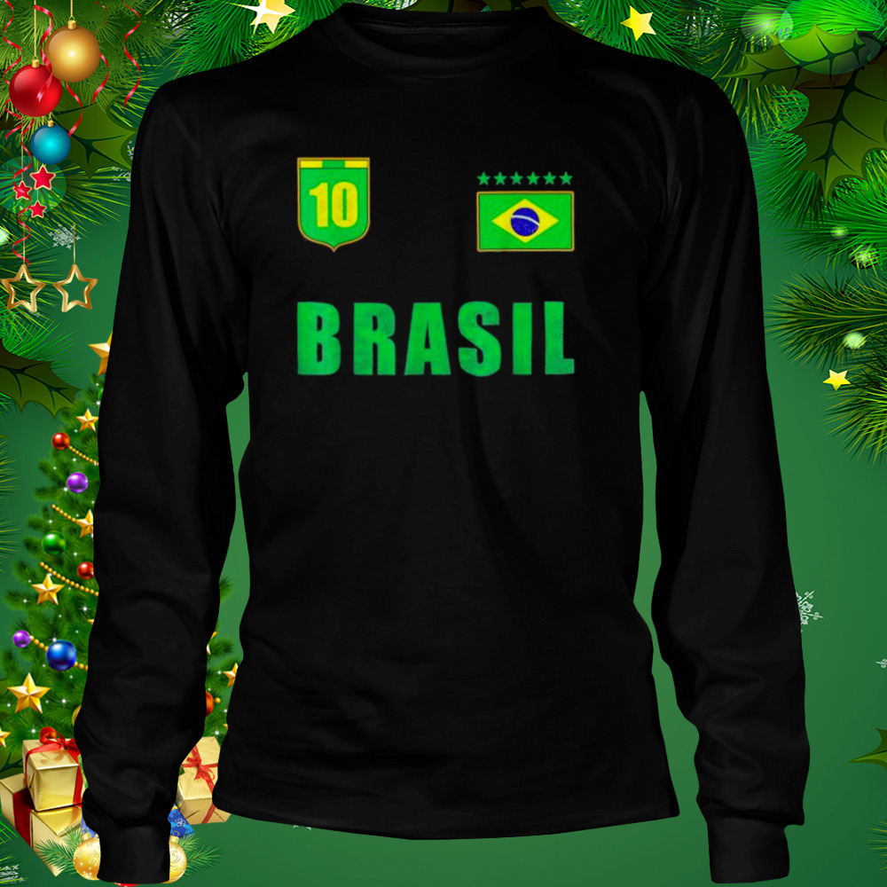 Brazil Jersey Number ten Brazilian Futebol Soccer Shirt 3 Longsleeve tshirt