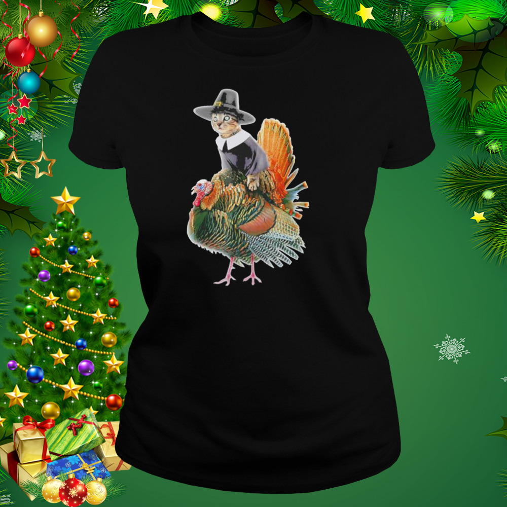 Cat Witch Riding Turkey Shirt 2 Women's tshirt