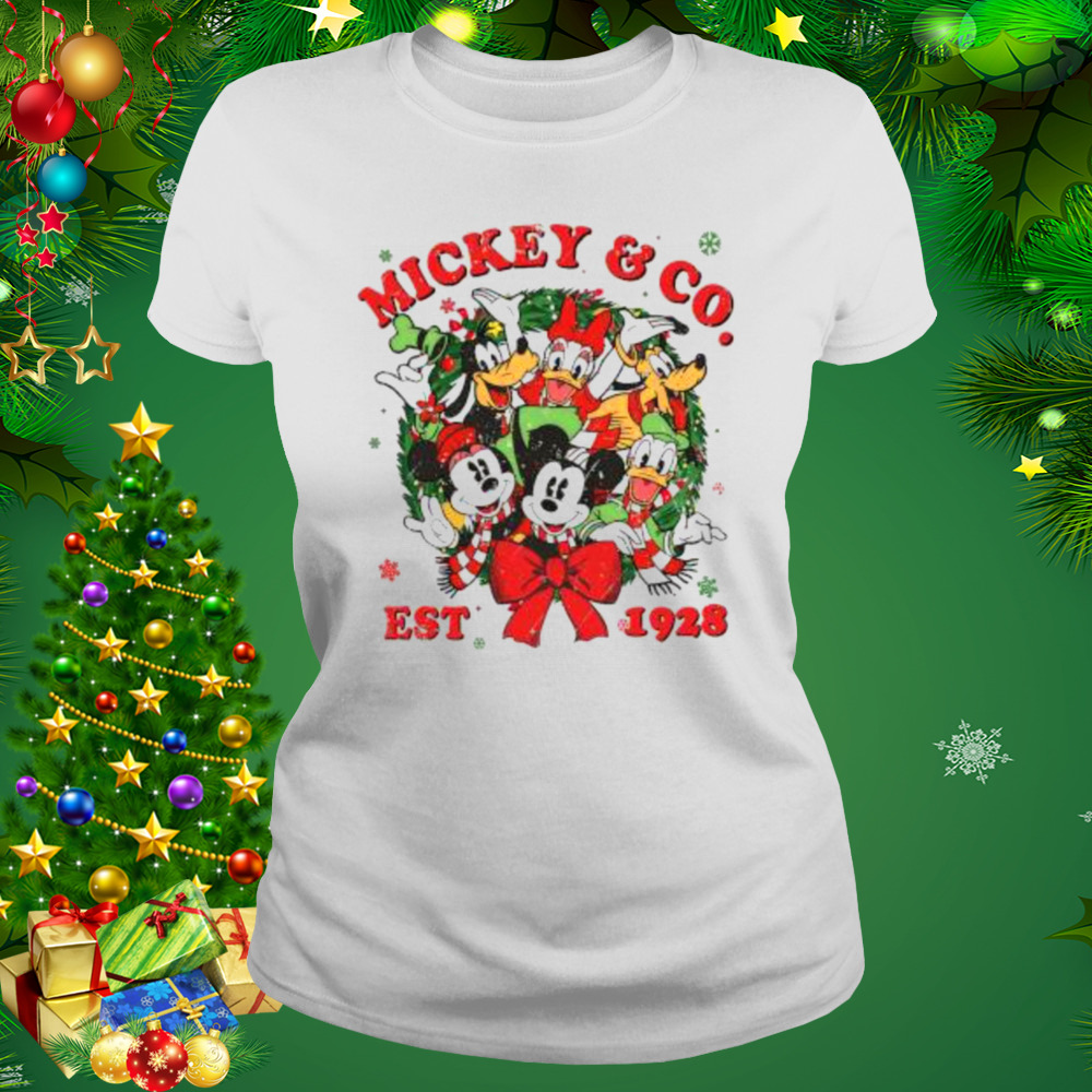 Mickey and friends co est 1928 custom santa Christmas shirt 2 Women's shirt