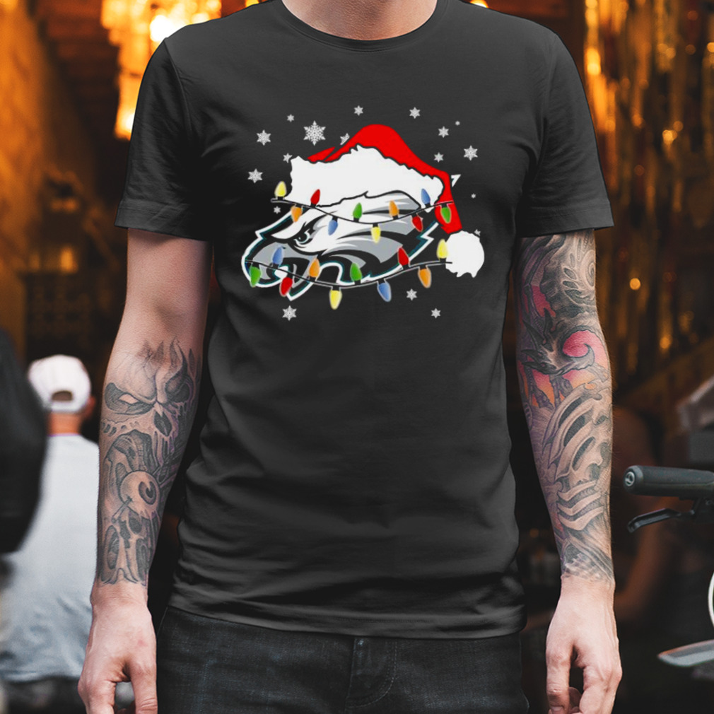 Santa Hat Philadelphia Eagles Logo Lights Christmas 2022 shirt