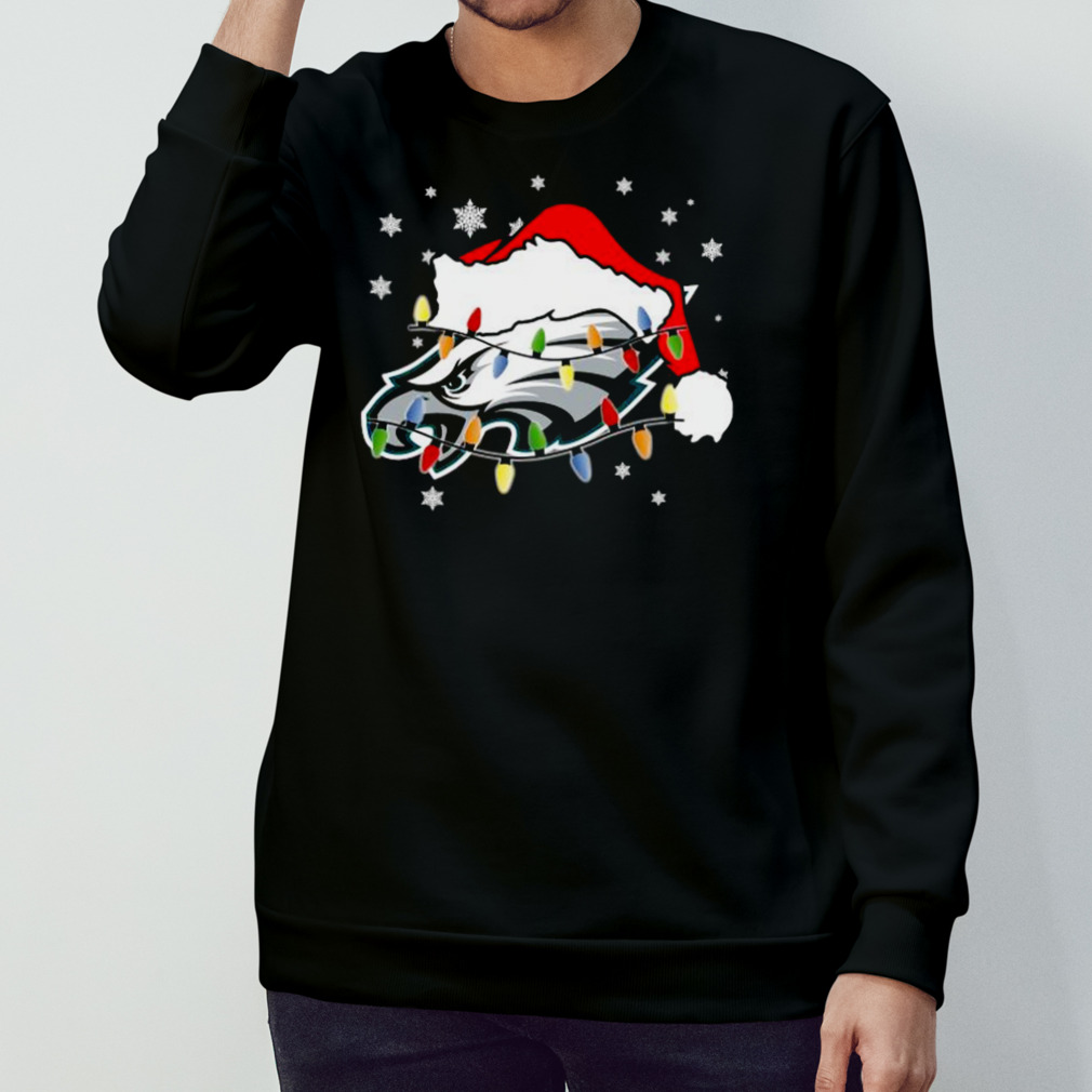 Santa Hat Philadelphia Eagles Logo Lights Christmas 2022 shirt