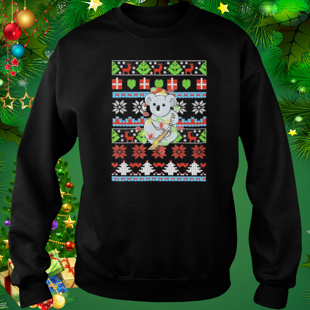 Santa Hat Sloth Christmas Light Ugly shirt 4 Sweat tshirt