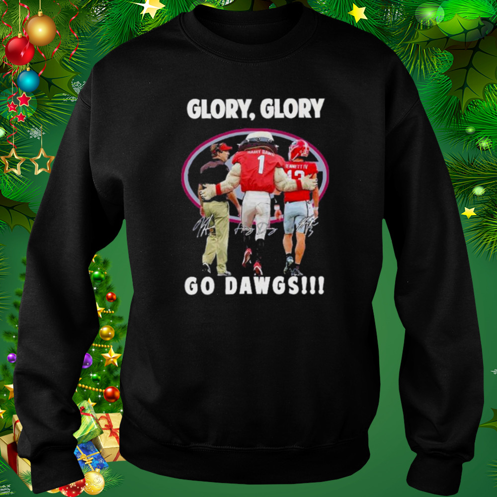 Georgia Bulldogs Kirby Smart and Hairy Dawg and Bennett Glory Glory Go Dawgs signatures shirt 4 Sweat tshirt