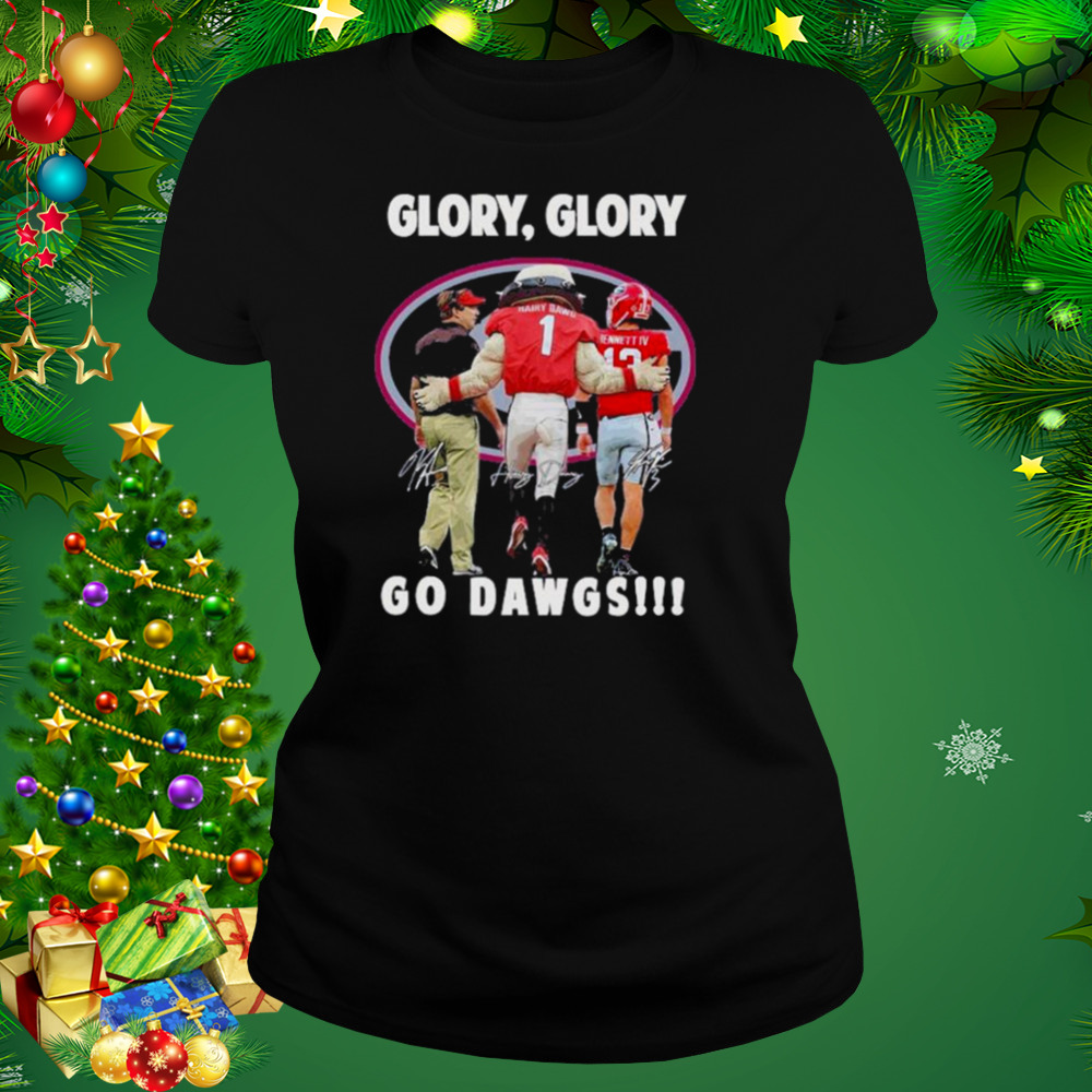 Georgia Bulldogs Kirby Smart and Hairy Dawg and Bennett Glory Glory Go Dawgs signatures shirt 2 Women's tshirt