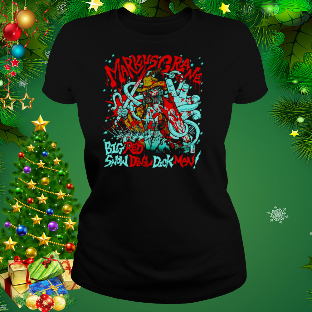 Markus crane big red snow devil dick man shirt 2 Women's tshirt