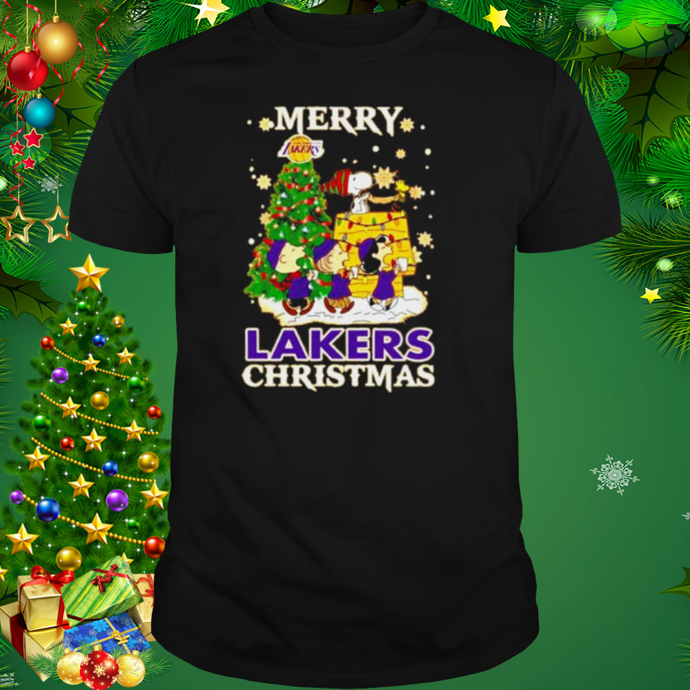 Snoopy And Friends Merry Los Angeles Lakers Christmas Shirt