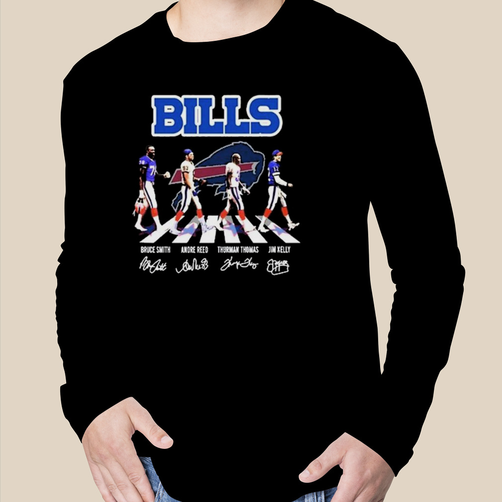 The bills bruce smith andre reed thurman thomas jim kelly abbey road  signatures 2022 shirt, hoodie, sweater, long sleeve and tank top