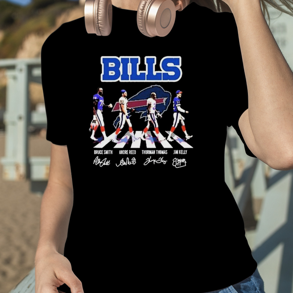 The Bills Bruce Smith Andre Reed Thurman Thomas Jim Kelly Abbey Road  Signatures Vintage T-Shirt - Kaiteez