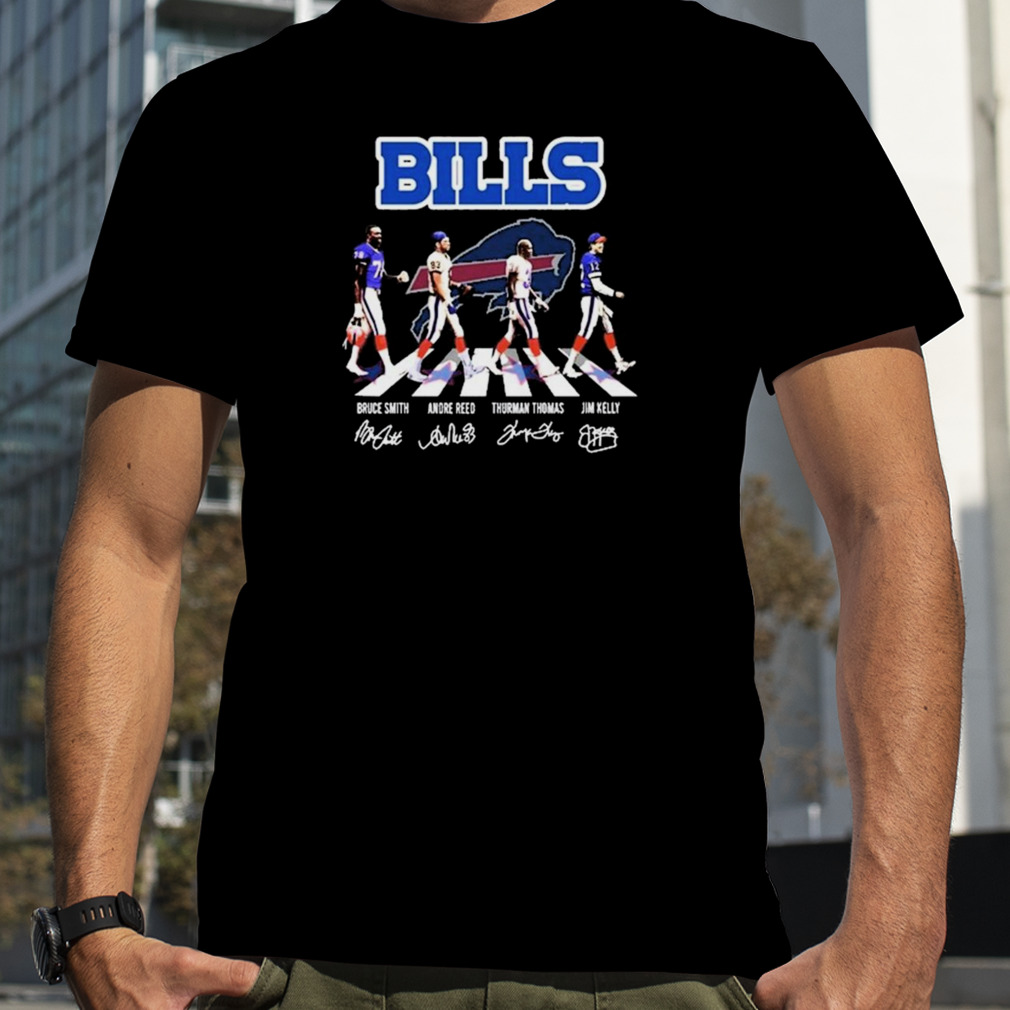 The Buffalo Bills Bruce Smith Andre Reed Thurman Thomas Jim Kelly  signatures photo design t-shirt, hoodie, sweater, long sleeve and tank top