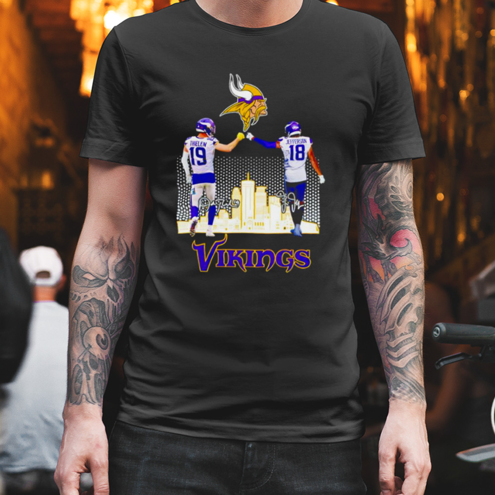 Adam Thielen and Justin Jefferson Minnesota Vikings signatures shirt