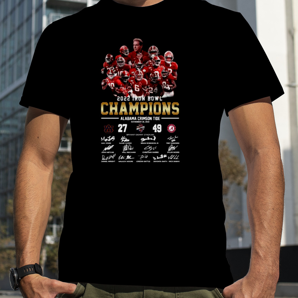 Alabama Crimson Tide Team 2022 Iron bowl Champions signatures shirt