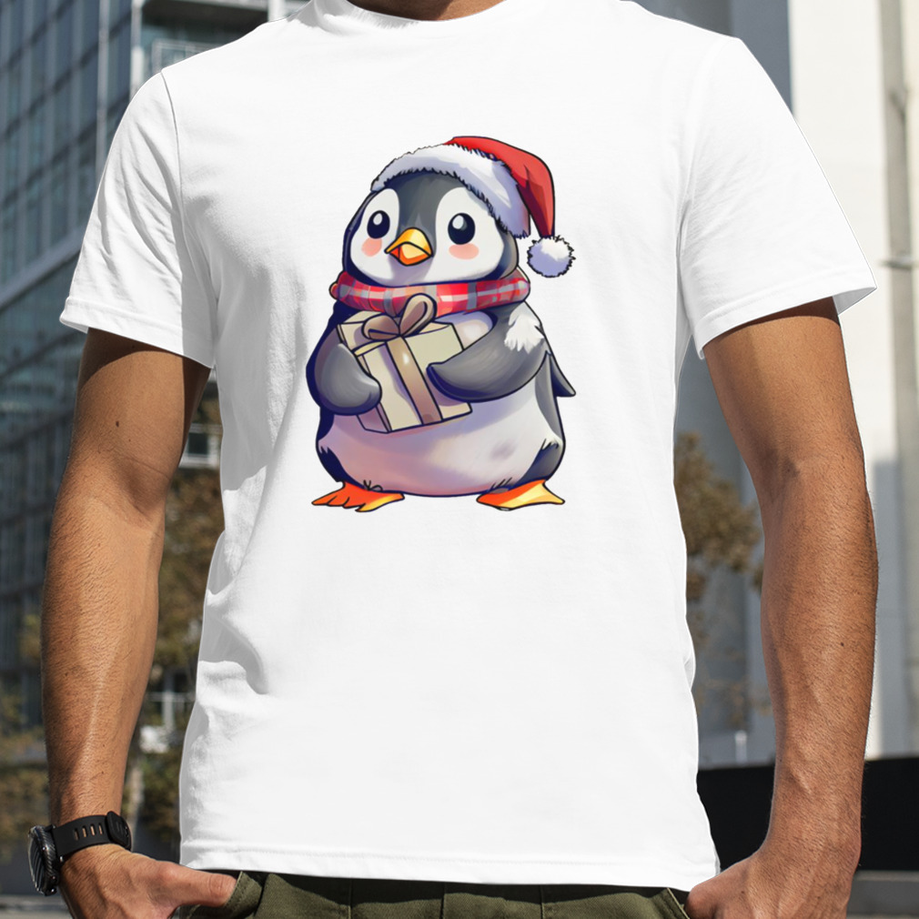 Christmas Penguin Holding A Present shirt