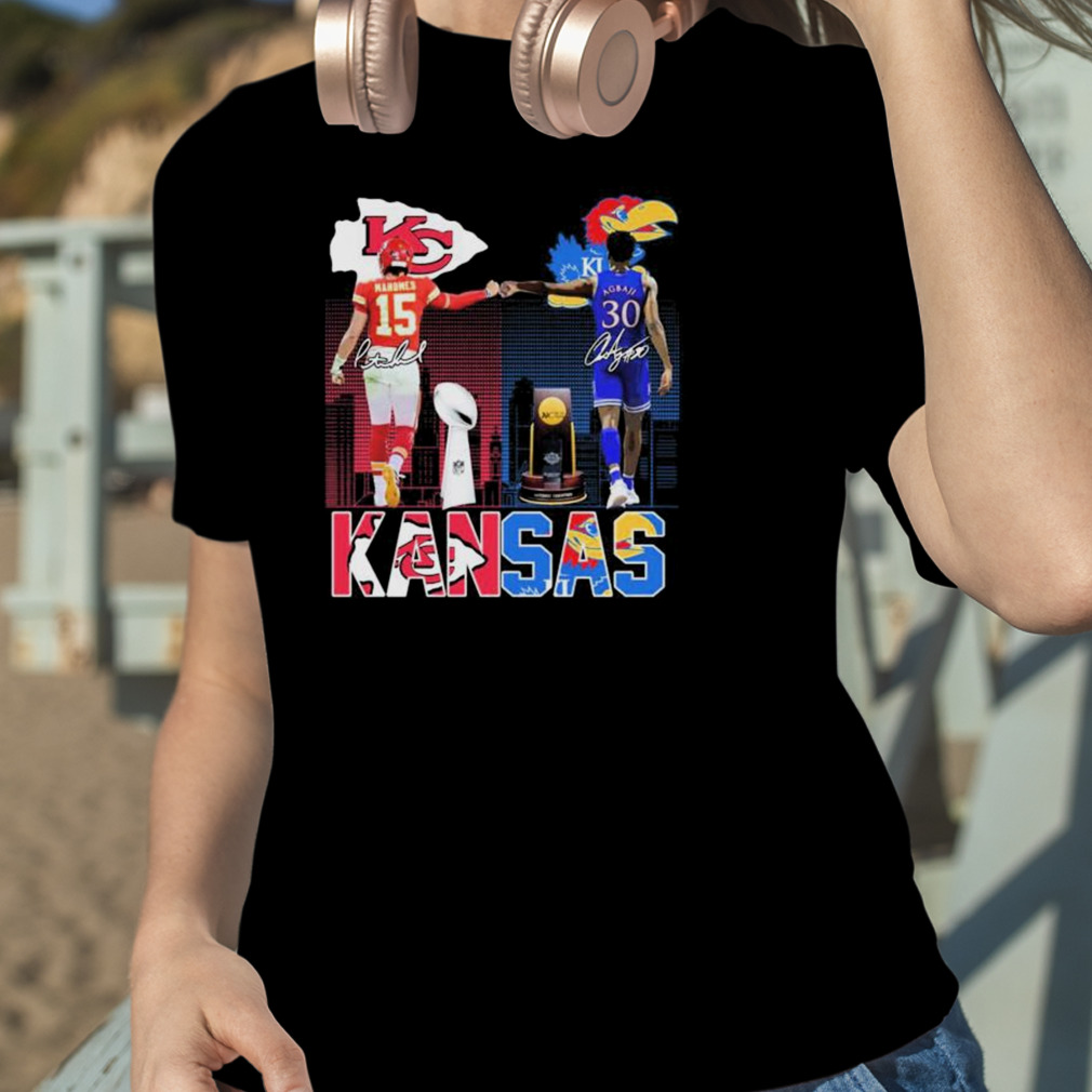 Official Kansas Jayhawks and Kansas City Chiefs Kansas City Royals Mahomes  Agbaji Perez Signatures Shirt - Teespix - Store Fashion LLC