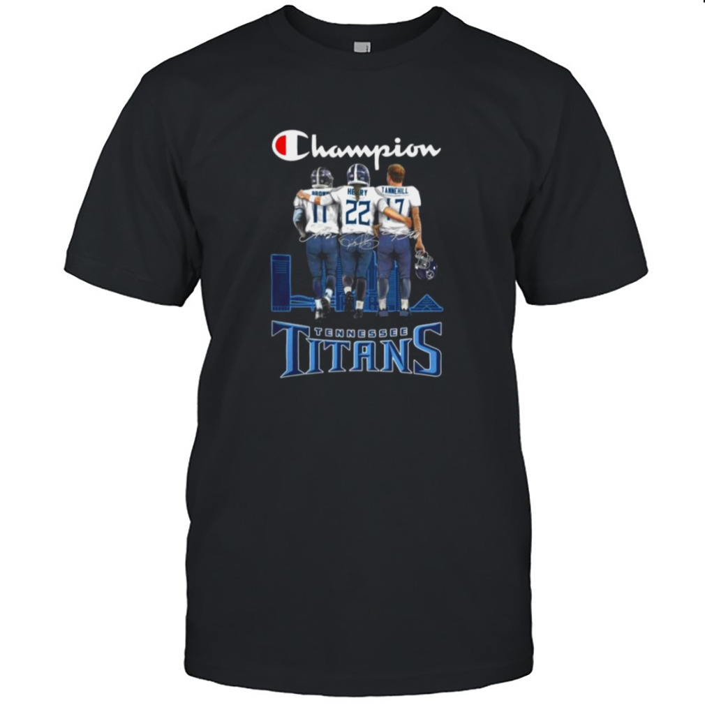 Tennessee Titans Brown Henry and Tannehill Champions Skyline signatures shirt