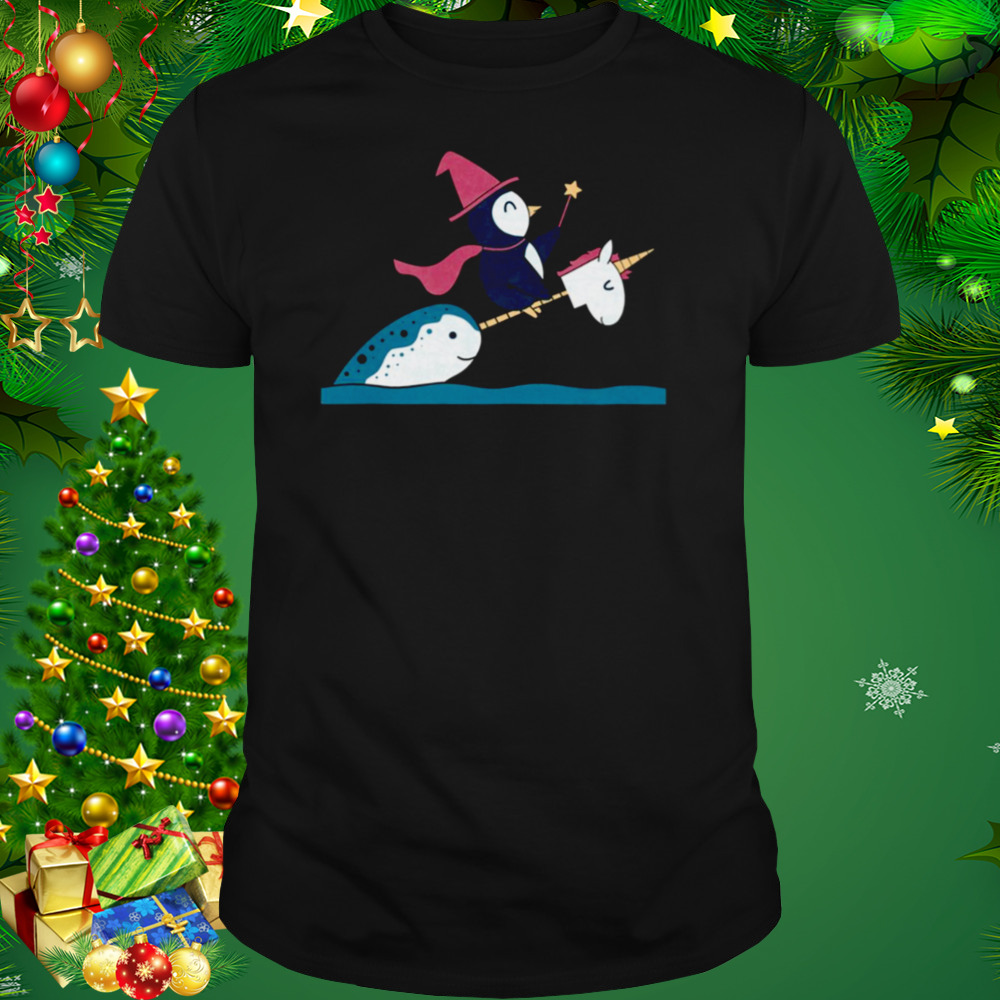 Unicorns And Penguin Playing shirt 1 Unisex tshirt