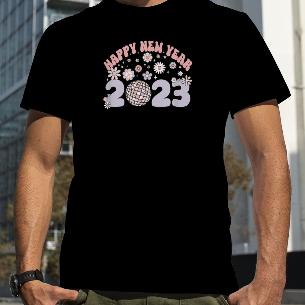 Happy New Year 2023 Retro Style Flower T-Shirt B0BNP8SX72