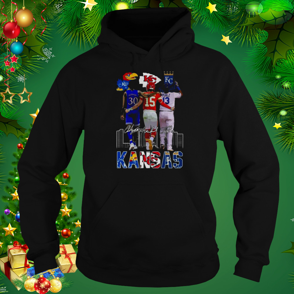 Kansas Sport teams Patrick Mahomes Ochai Agbaji And Salvador Pérez Signatures 2022 Shirt 4 Hoodie tshirt