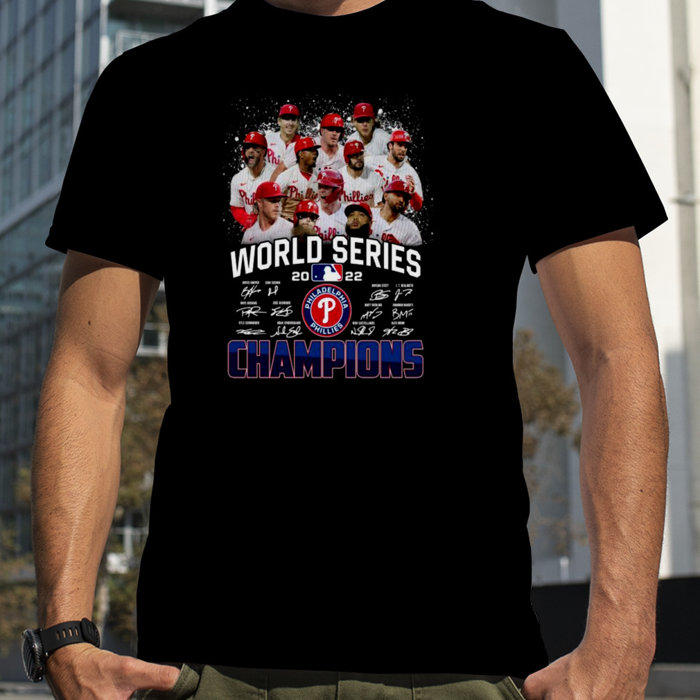 MLB Philadelphia Phillies Team Baseball 2022 World Series Champions Signatures Men’s Shirt