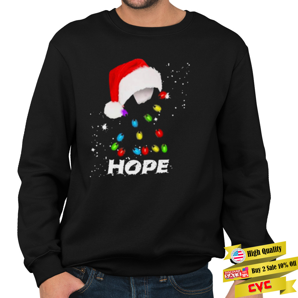 Breast Cancer Christmas Santa Black Ribbon light Hope Shirt 5 Unisex Crewneck Sweatshirt
