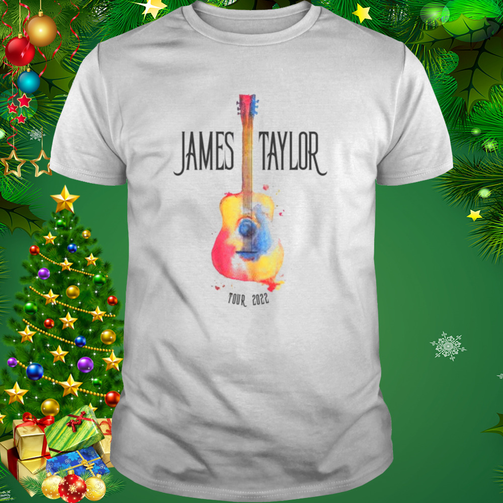 James Taylor Watercolor guitar 2022 white tour shirt
