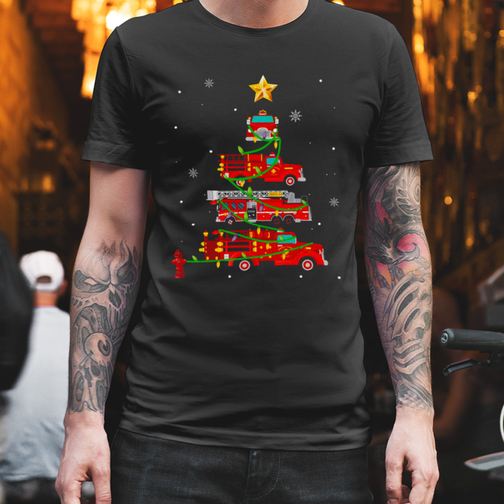 Proud To Be A Firefighter Fire Truck Christmas Tree Xmas shirt