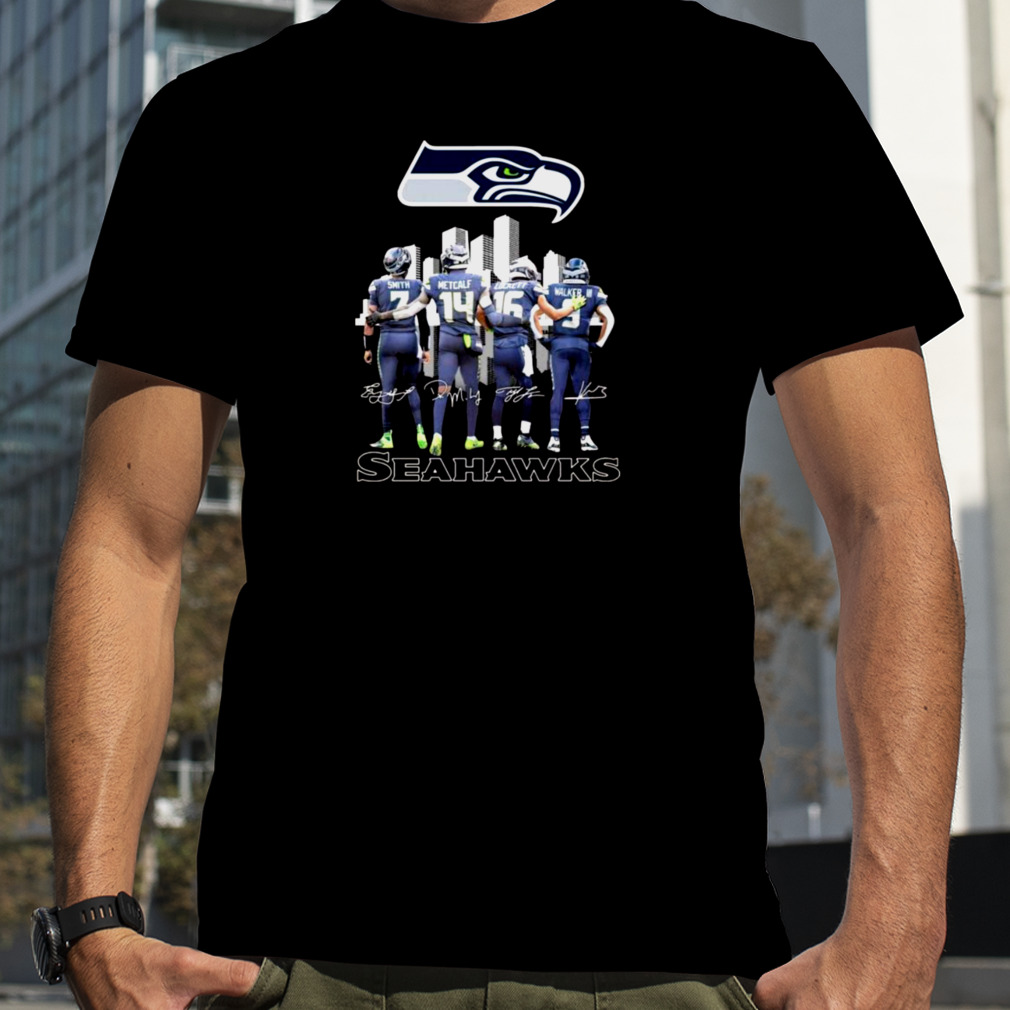 Seattle Seahawks Skyline Smith Metcalf Lockett And Walker III Signatures Shirt