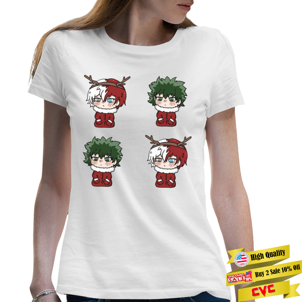 Todoroki Midoriya Boku No Hero My Hero Academia Christmas shirt 2 Premium Ladies T-shirt