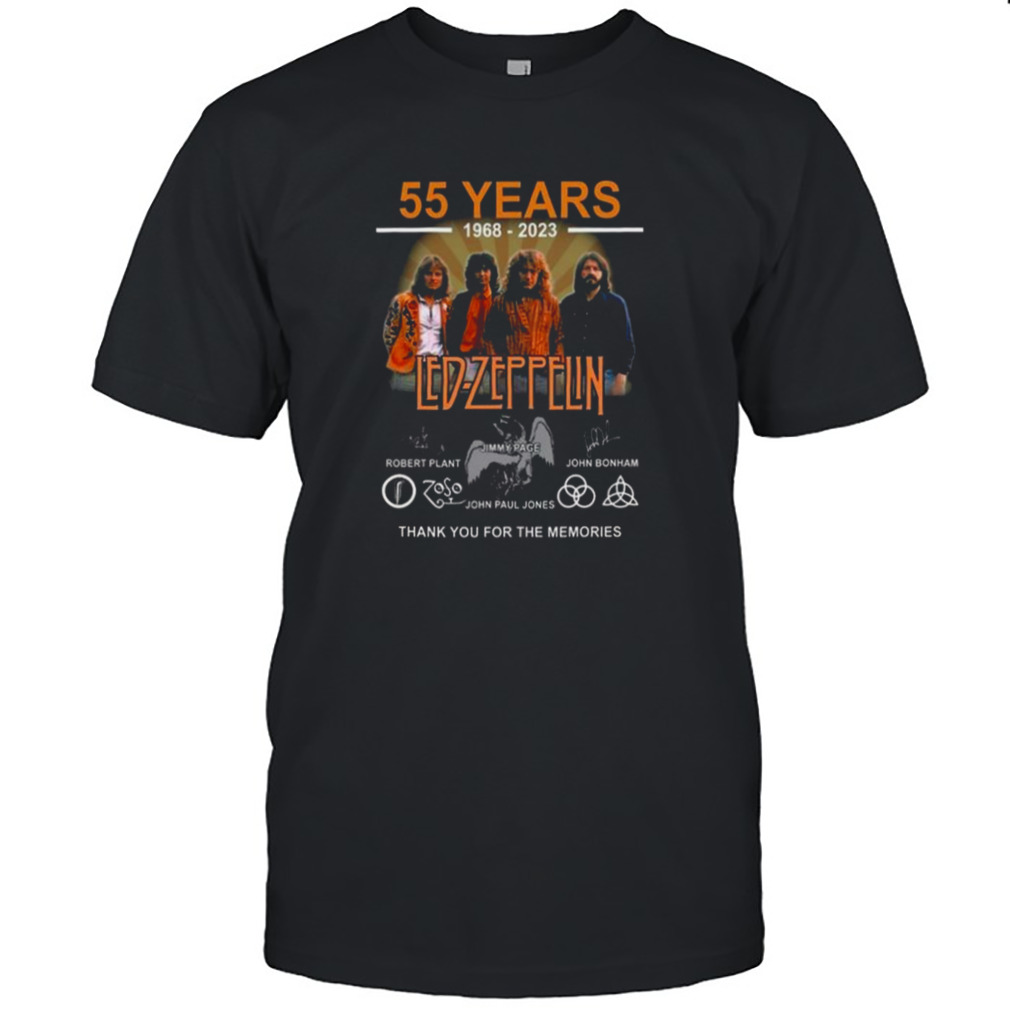 55 Years 1968 – 2023 Led Zeppelin Signatures Thank You For The Memories Shirt