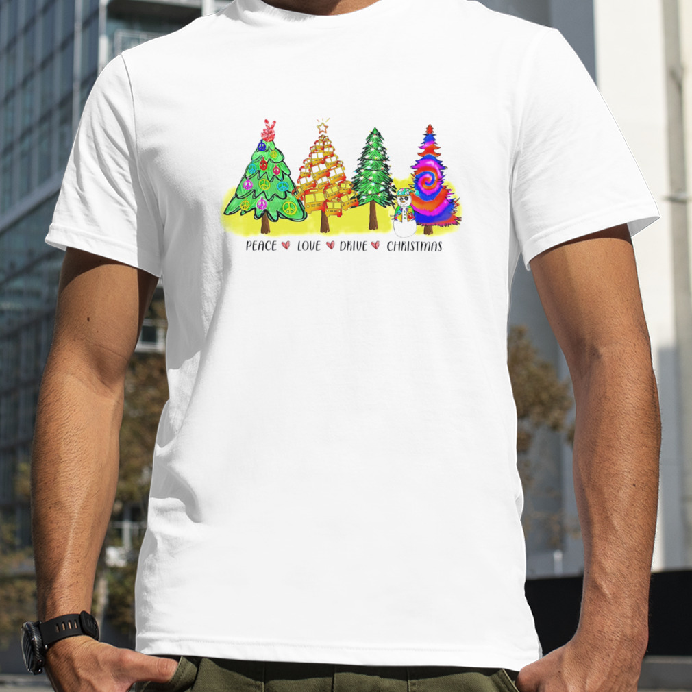 Peaces Loves Drives Christmass Trees Shirts