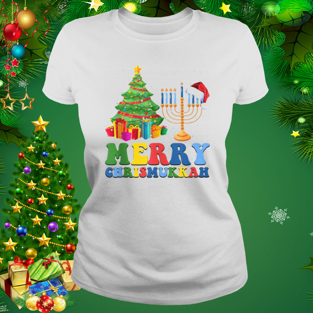 Holidays Merry Chrismukkah Happy Hanukkah Christmas Santa Hat shirt 2 Women's shirt