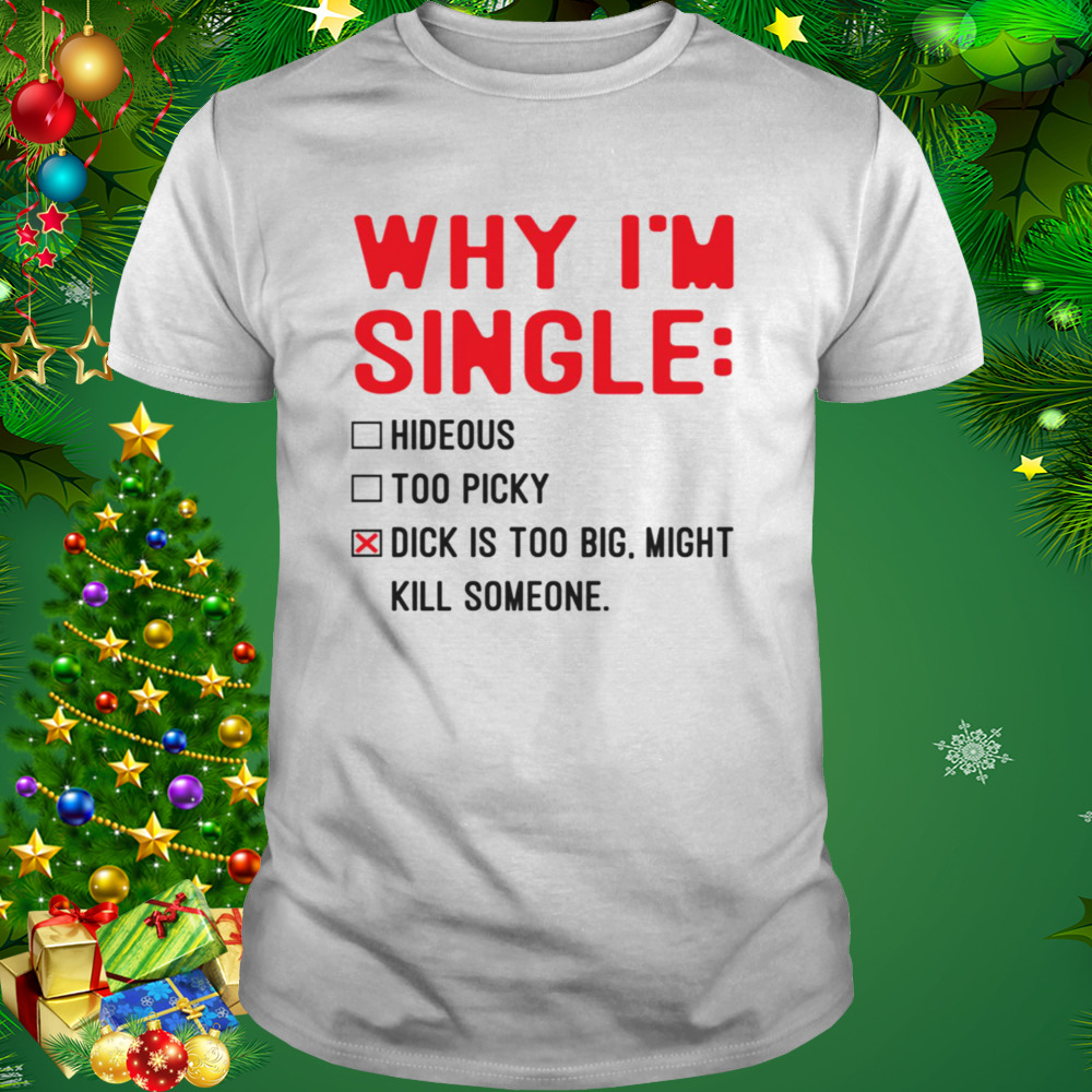 Sarcastic Idea Why I’m Single Hideous Too Picky Dick Is Too Big Might Kill Someone shirt