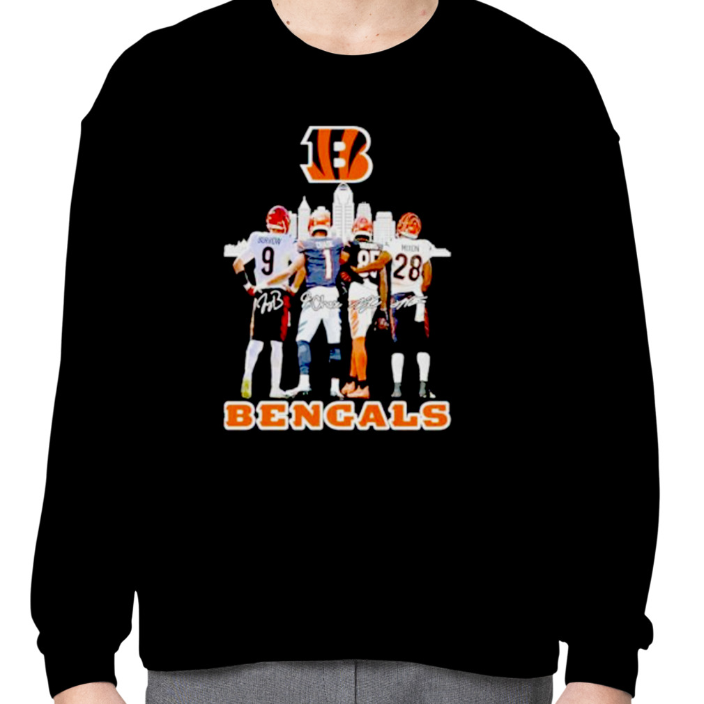 Cincinnati Bengals Who Dey Chase Burrow Mixon Signatures Unisex Shirt -  Jolly Family Gifts