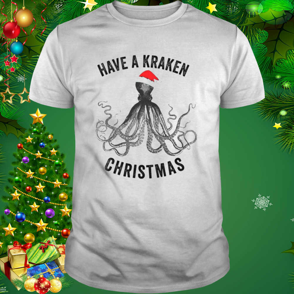 Have A Kraken Christmas Funny Octopus In Xmas Santa Hat Ice Hockey shirt