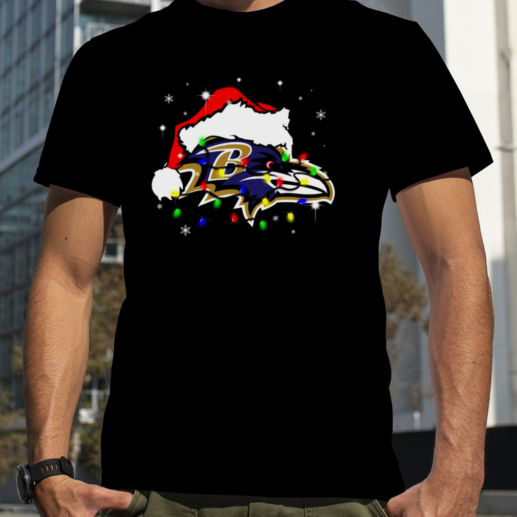 Santa Baltimore Ravens Logo Lights Christmas shirt