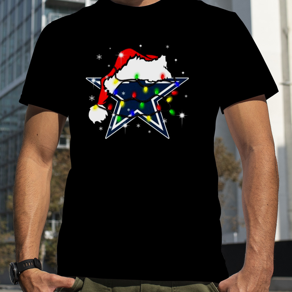 Ho Ho Ho Dallas Cowboys Football Christmas Light Santa Hat Shirt -  Freedomdesign