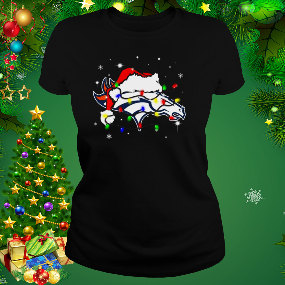 Santa Denver Broncos Logo Lights Christmas Shirt