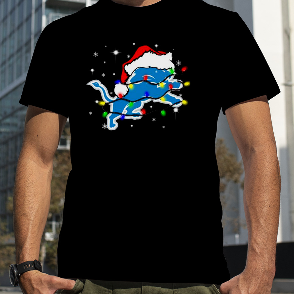 Santa Detroit Lions Logo Lights Christmas shirt