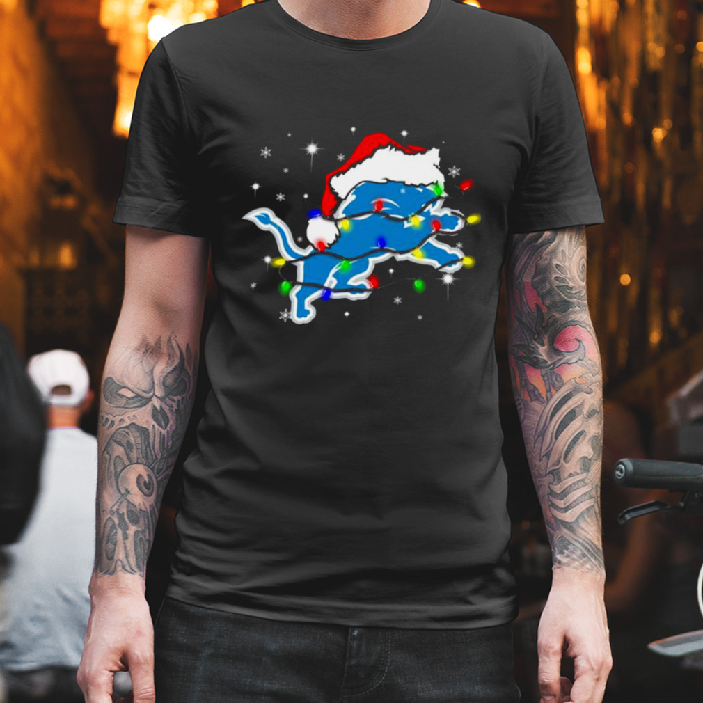 Detroit Lions Santa Hat Christmas Light Shirt, hoodie, sweater, long sleeve  and tank top