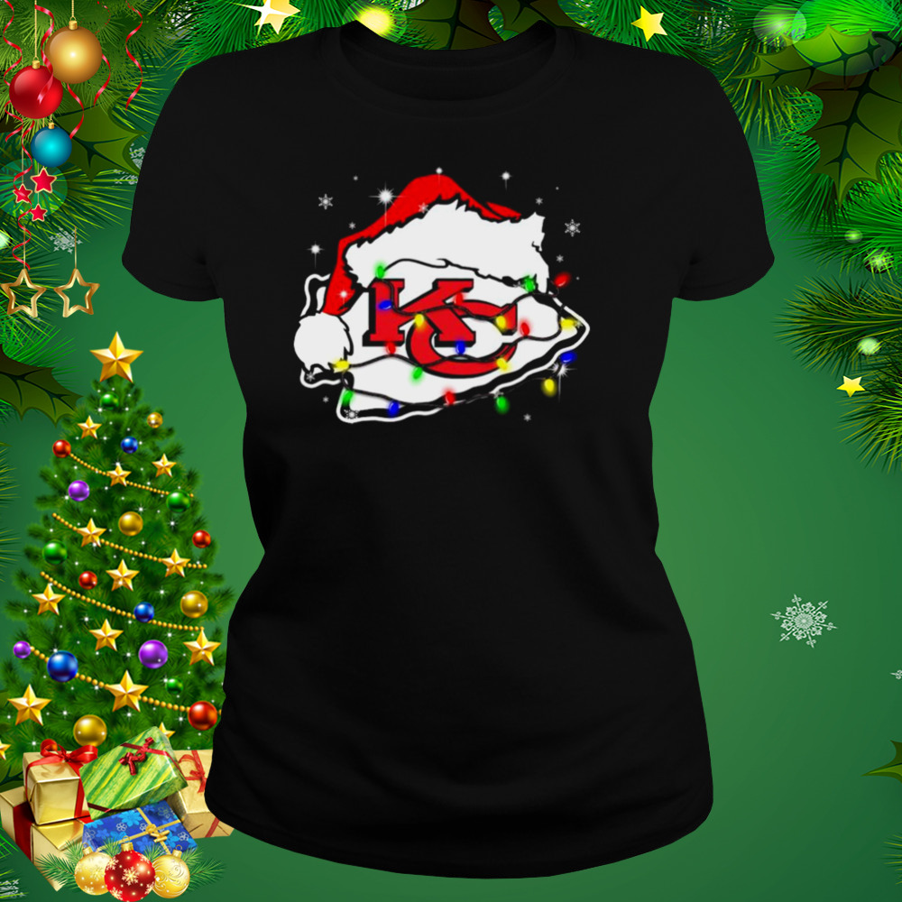 Santa Kansas City Chiefs Logo Lights Christmas Shirt