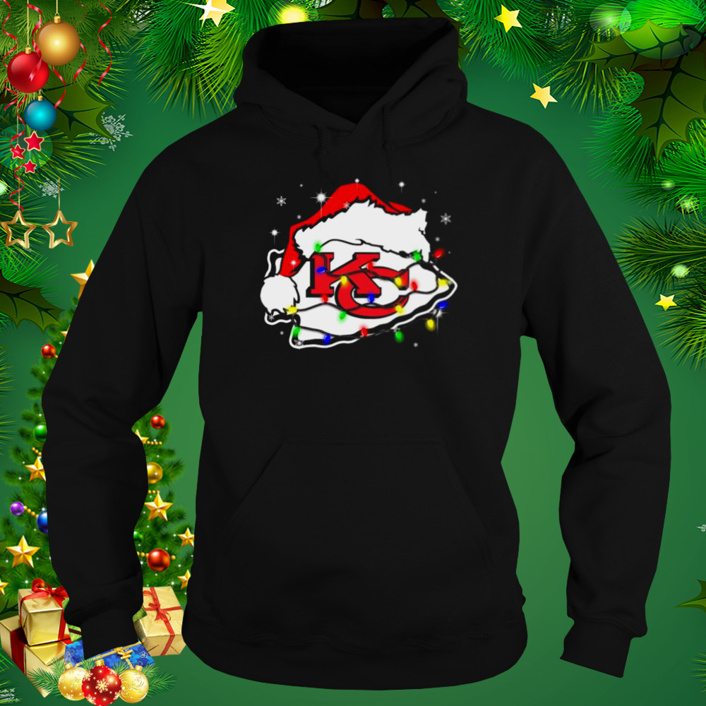 Santa Kansas City Chiefs Logo Lights Christmas Shirt