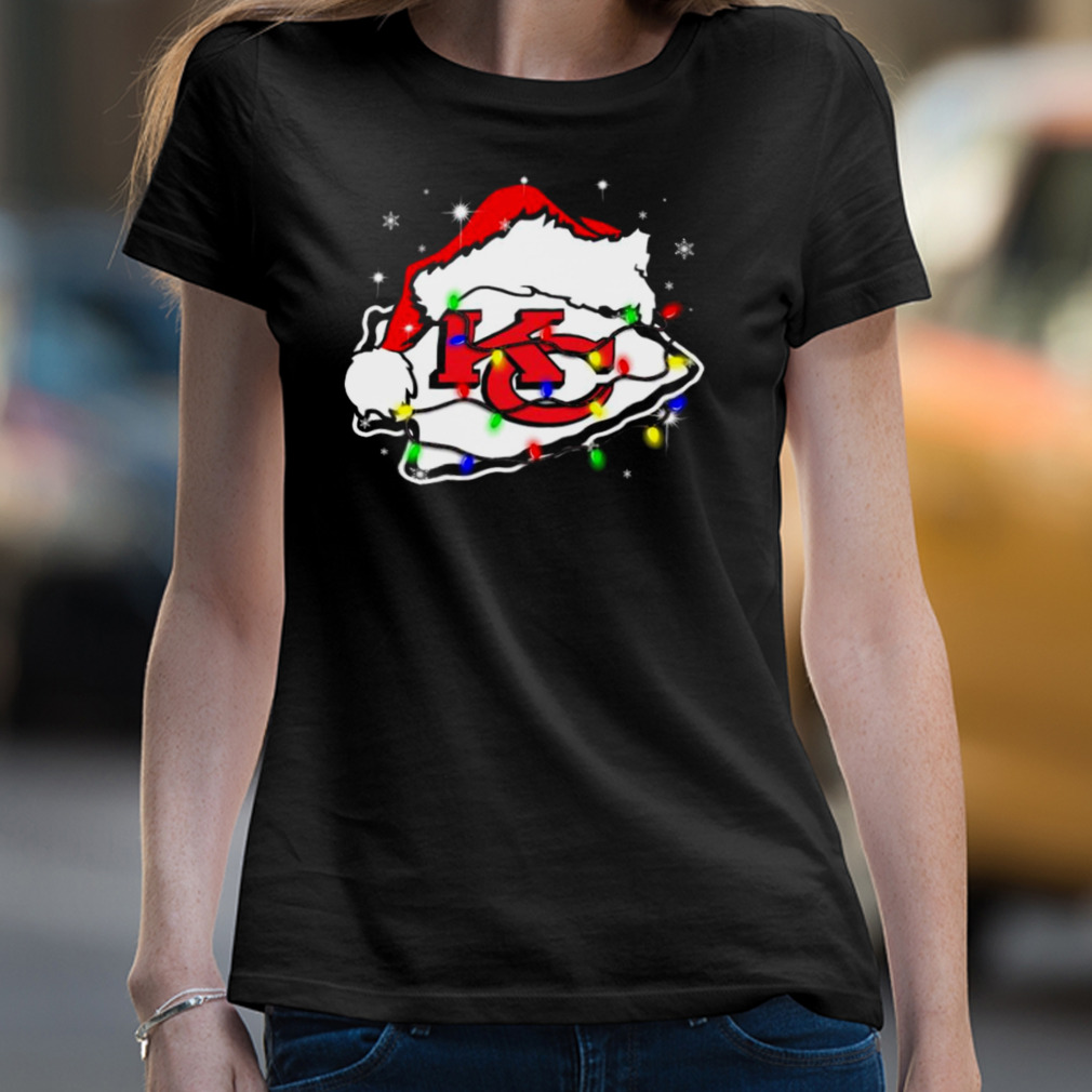 Santa Kansas City Chiefs Logo Lights Christmas shirt