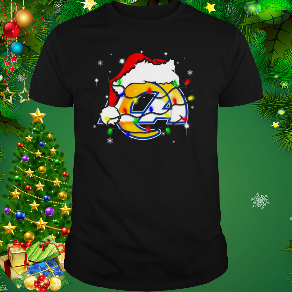 Santa Los Angeles Rams Logo Lights Christmas shirt - Wow Tshirt Store Online