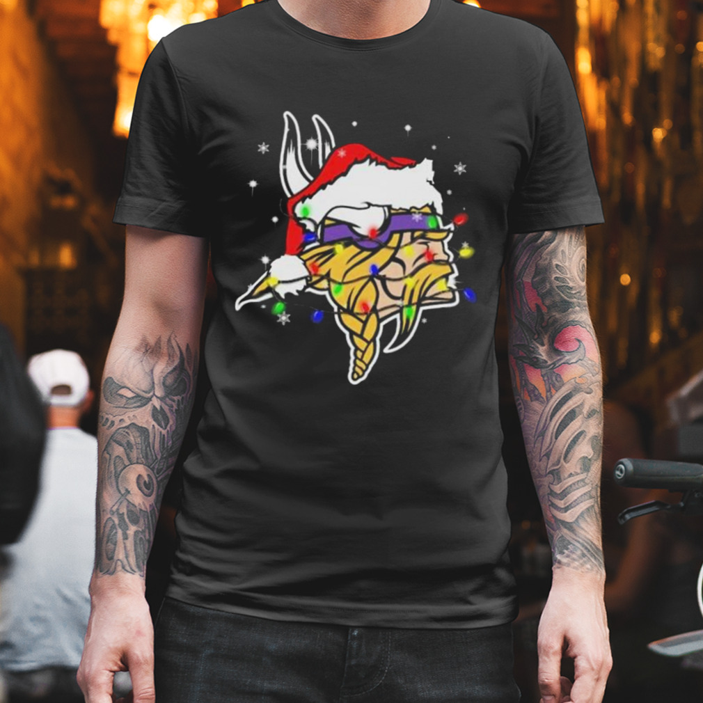 Santa Minnesota Vikings Logo Lights Christmas Shirt