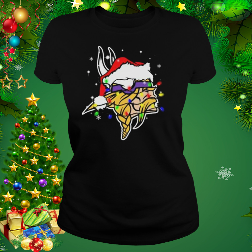 Santa Minnesota Vikings Logo Lights Christmas Shirt