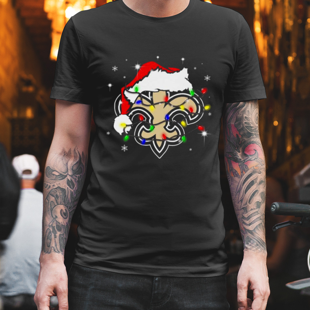 Santa New Orleans Saints Logo Lights Christmas shirt