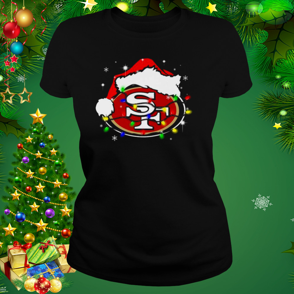 Santa San Francisco 49ers Logo Lights Christmas sweatshirt, hoodie