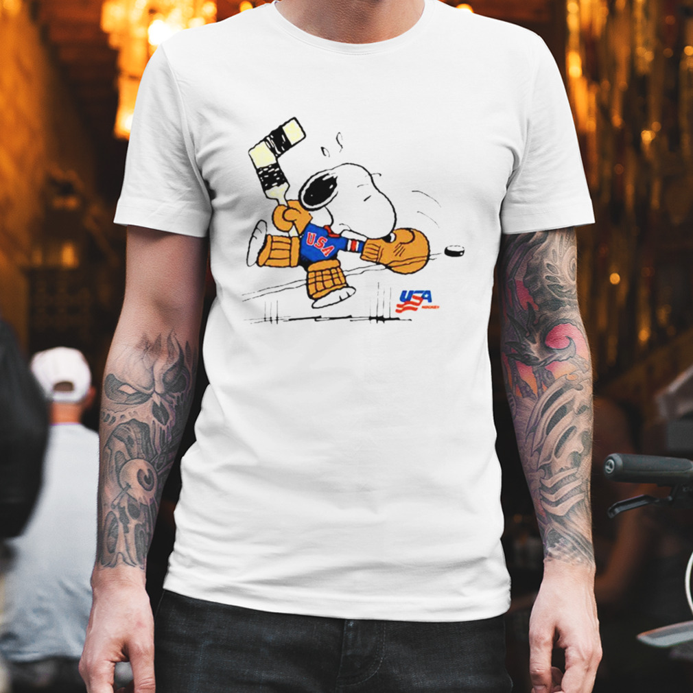 Top peanuts Snoopy goalie USA hockey shirt