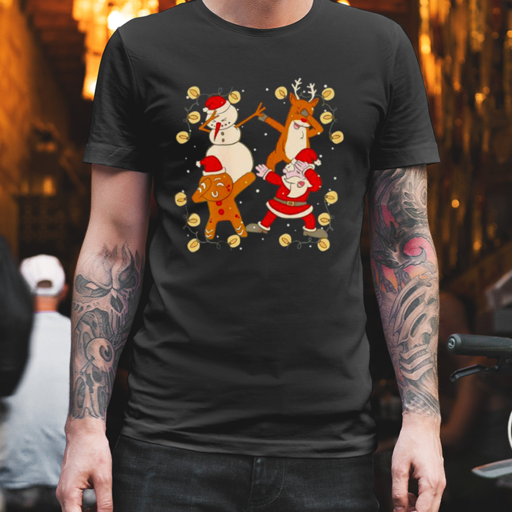 dabbing Snowman Reindeer Gingerbread and Santa Claus shirt
